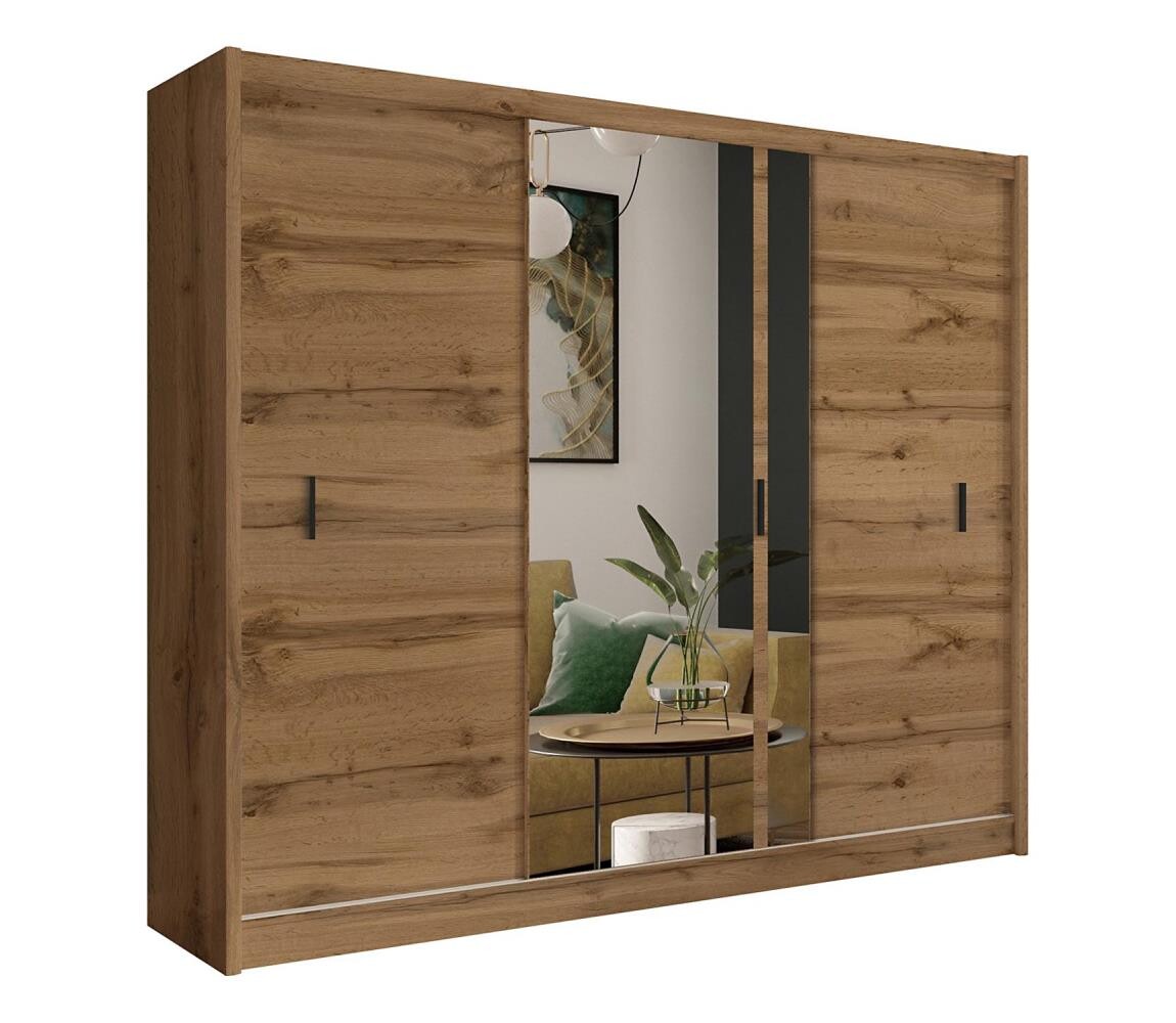 EMS Šatní skříň se zrcadlem SABRINA 250x215 cm dub woltan