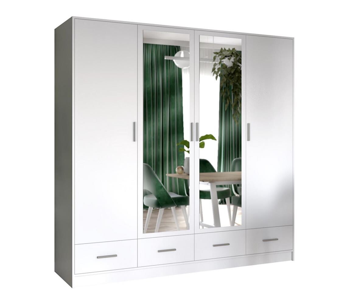 EMS Šatní skříň se zrcadlem SANNA 200x215 cm bílá