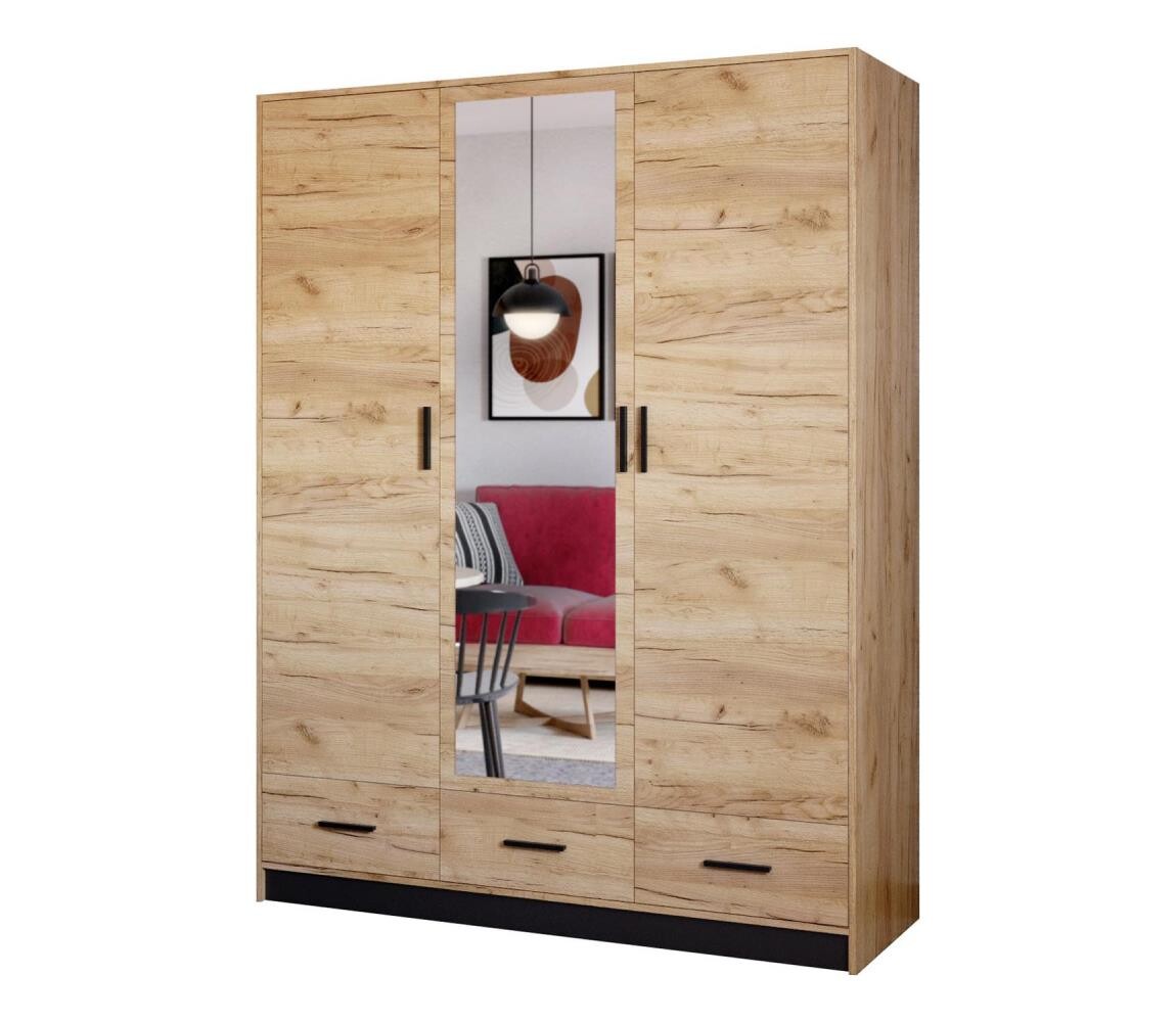 EMS Šatní skříň se zrcadlem SANNA 150x215 cm dub craft