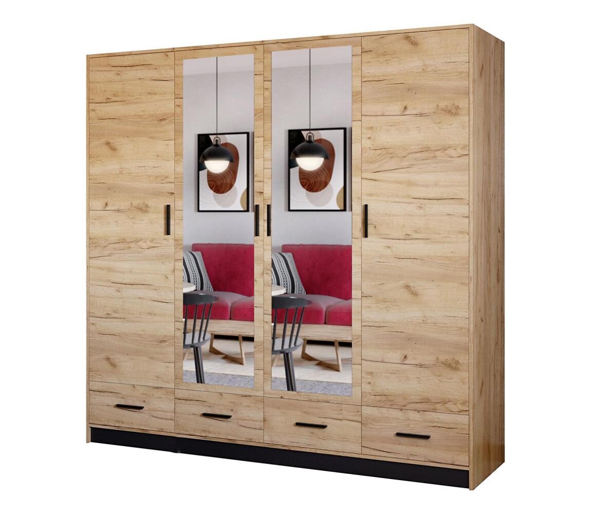 EMS Šatní skříň se zrcadlem SANNA 200x215 cm dub craft