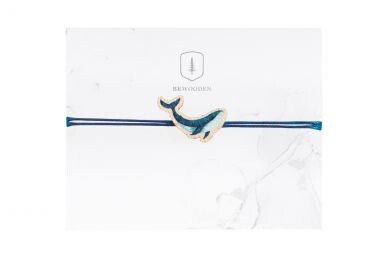 Dřevěný provázkový náramek Velryba