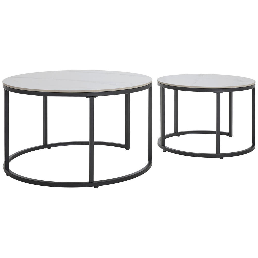 Livetastic SADA KONFERENČNÍCH STOLKŮ, černá, bílá, kov, keramika, 80/60/46/40/80/60 cm