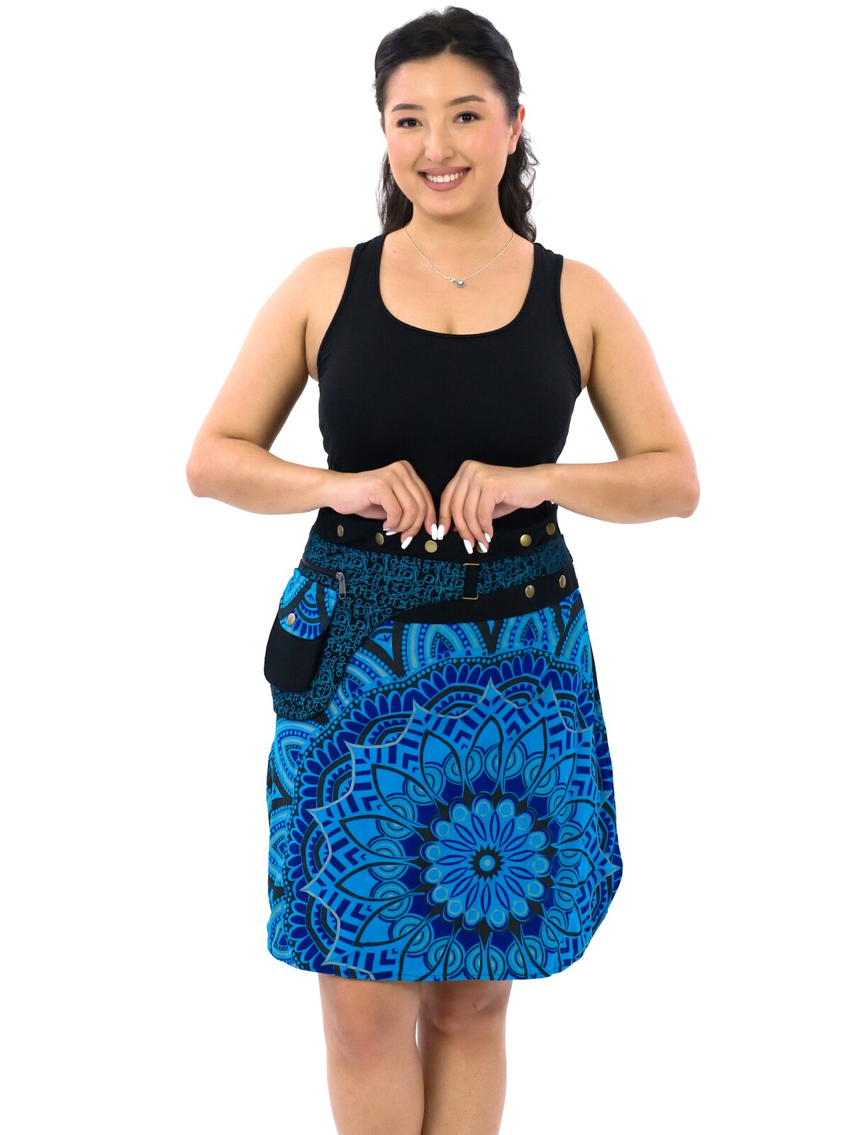 Himalife Zavinovací sukně s kapsičkou Gauri - modrá s tyrkysovou Velikost: UNI