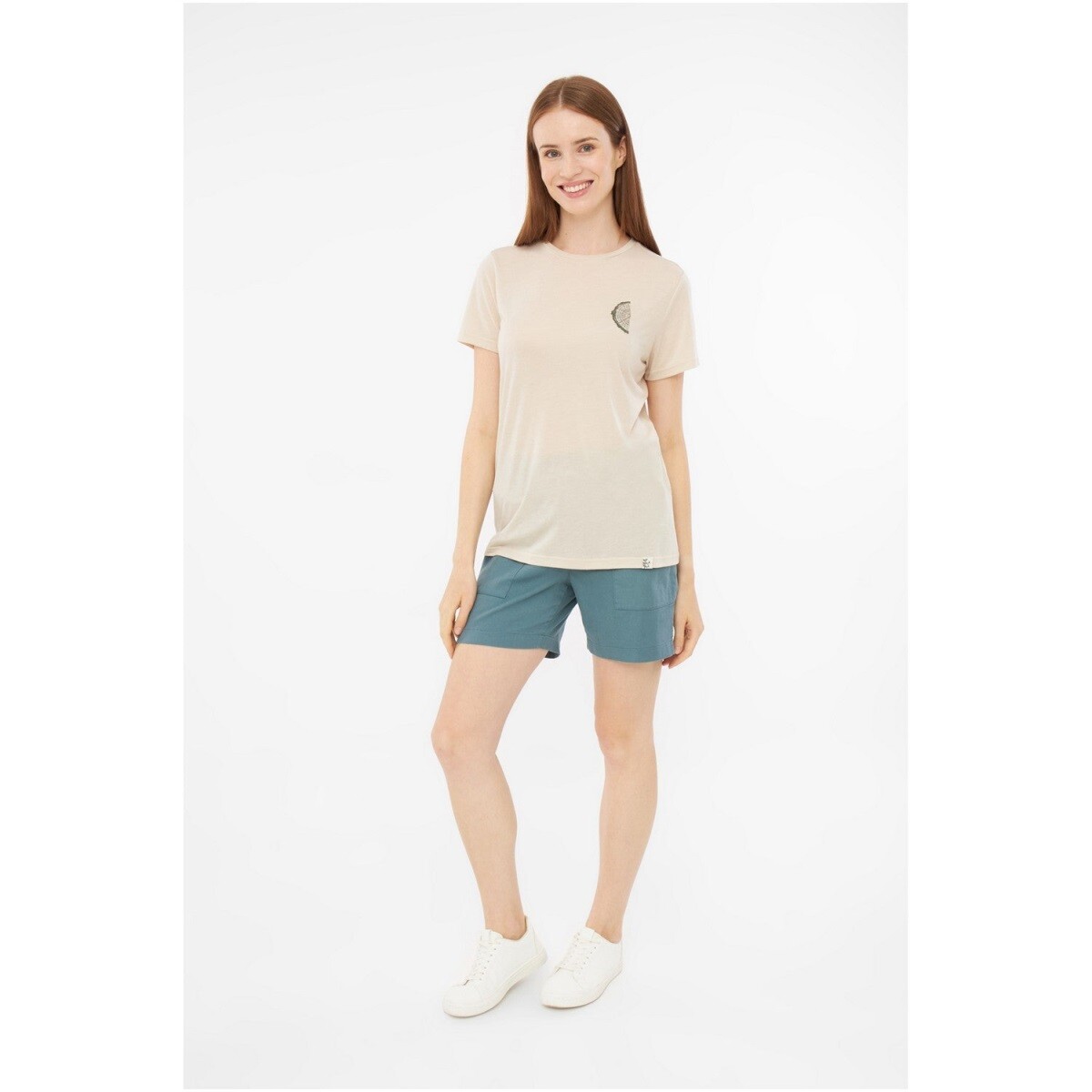 Dámské bambusové tričko viking rune béžová/zelená l