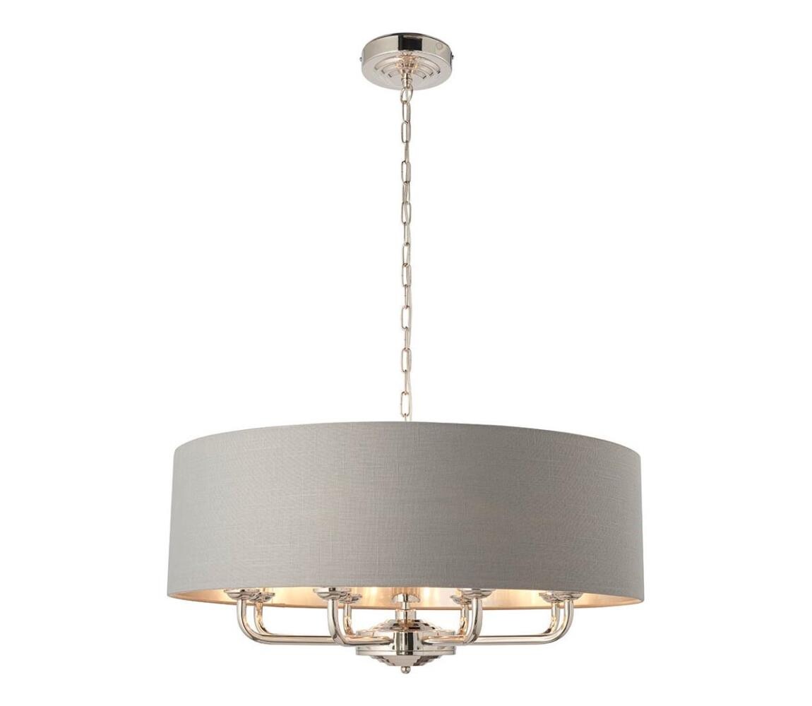 Endon Endon 94415 - Lustr na řetězu HIGHCLERE 8xE14/40W/230V šedá/lesklý chrom