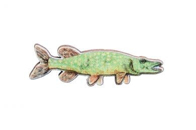 Dřevěná brož Štika – by Epipi