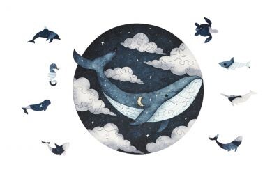 Dřevěné puzzle Velryba