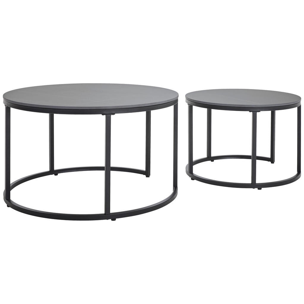 Livetastic SADA KONFERENČNÍCH STOLKŮ, černá, kov, keramika, 80/60/46/40/80/60 cm