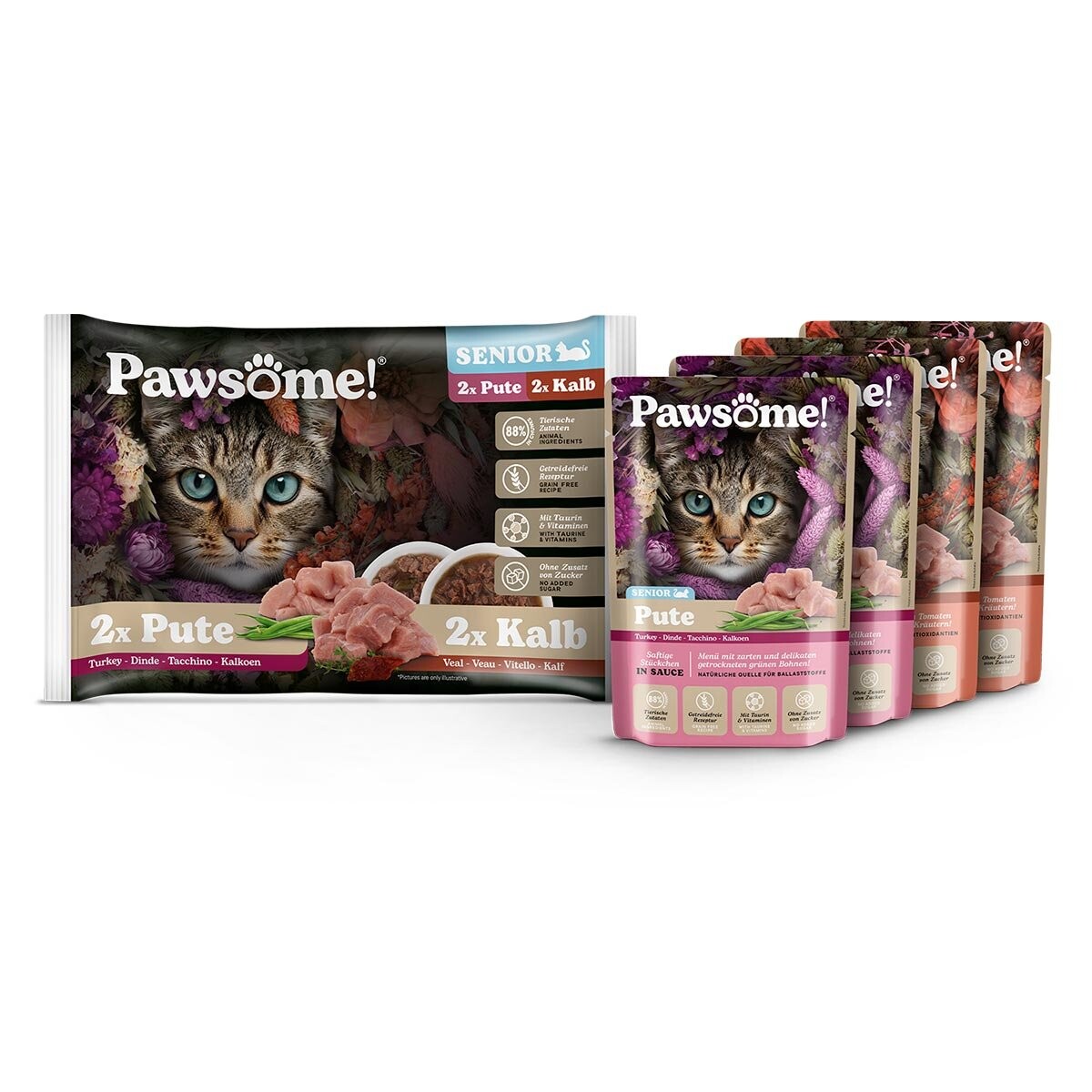 Pawsome senior krůta & telecí mixpack 4x85 g