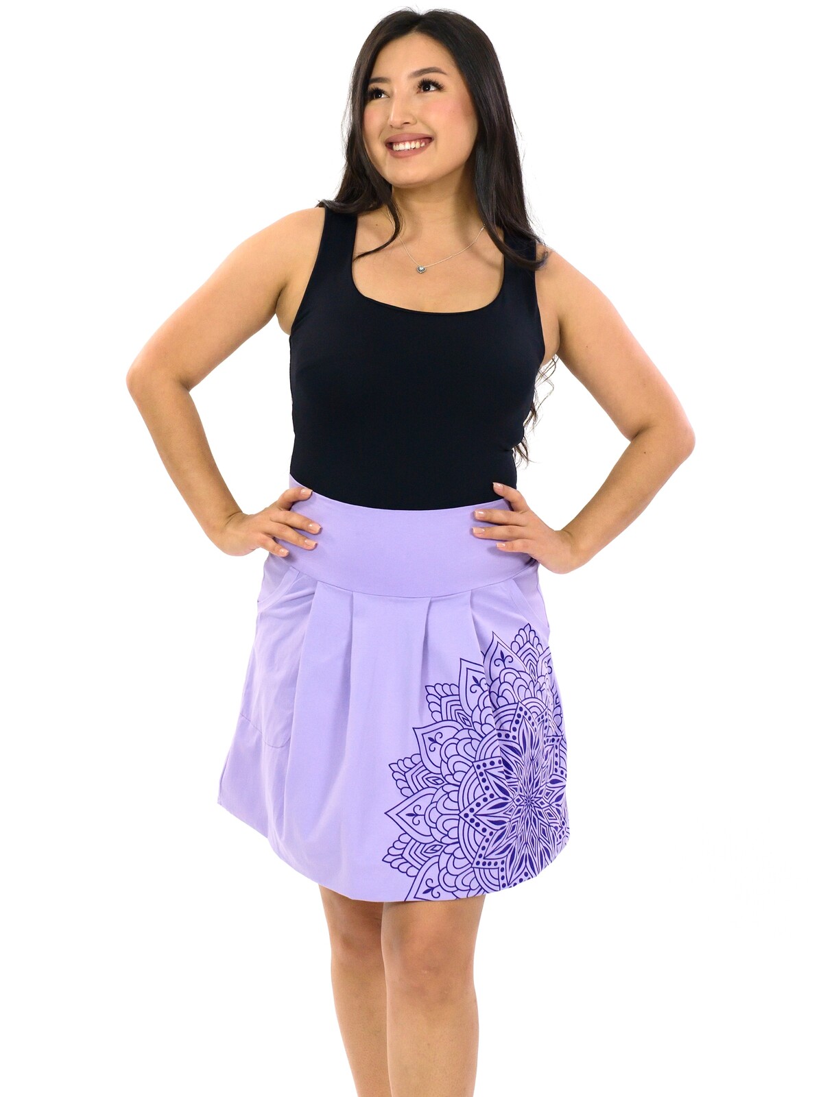 Himalife Balonová sukně s kapsami Madia - levandulová s fialovou Velikost: S/M