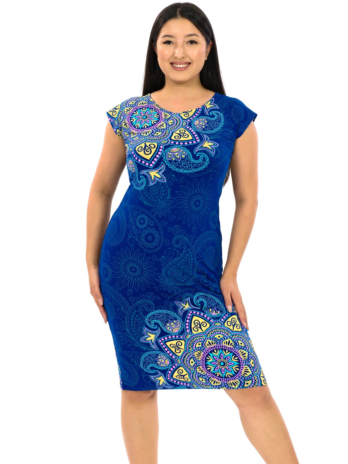 Himalife Šaty Sky - královská modrá se žlutou Velikost: S