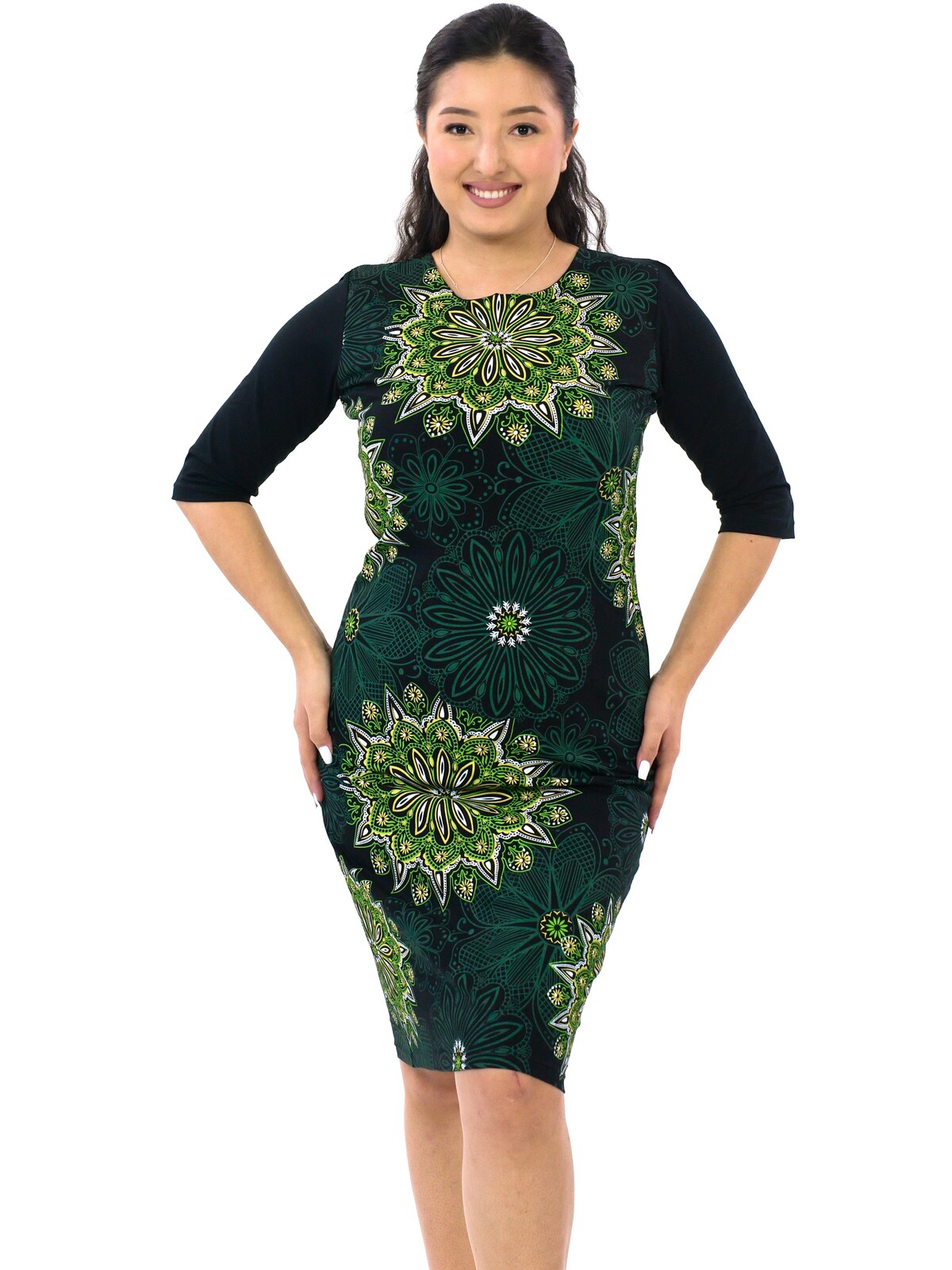 Himalife Šaty s 3/4 rukávem Ellen - černá s limetkovou Velikost: S