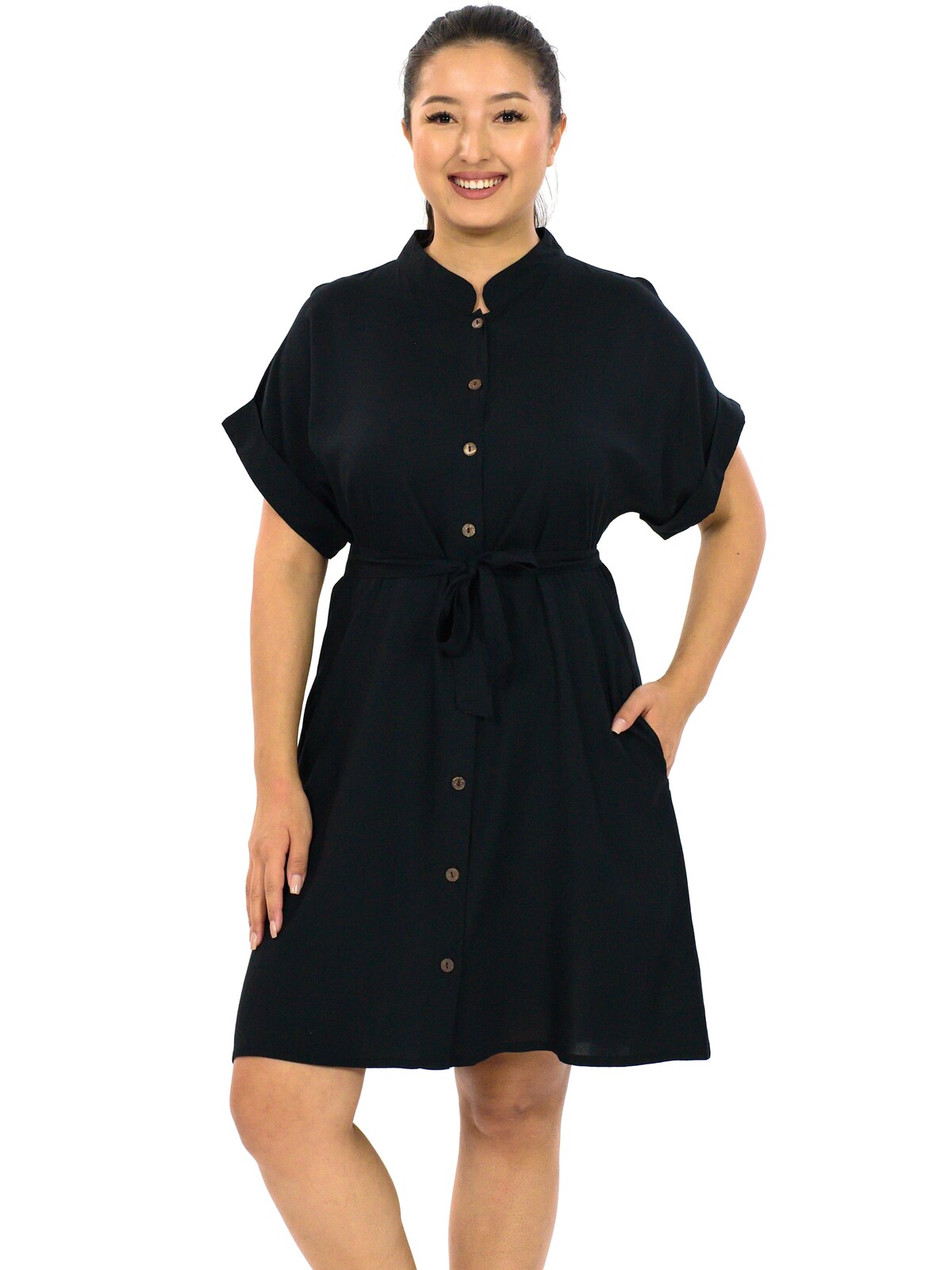 Himalife Košilové šaty Plain Kyra - černá Velikost: S/M