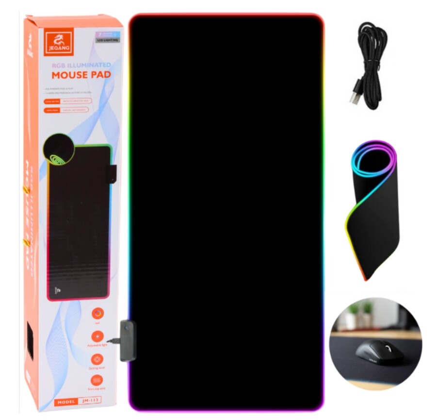 mamido Herní podložka pod myš a klávesnici s RGB podsvícením 90x40 cm