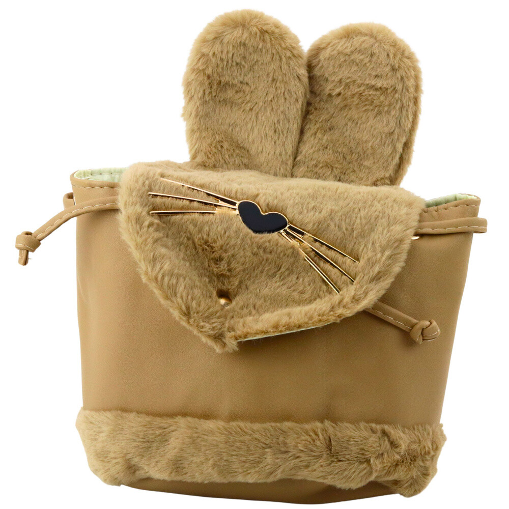 mamido Dětský batoh s plyšovýma ušima 22cm 4L béžový