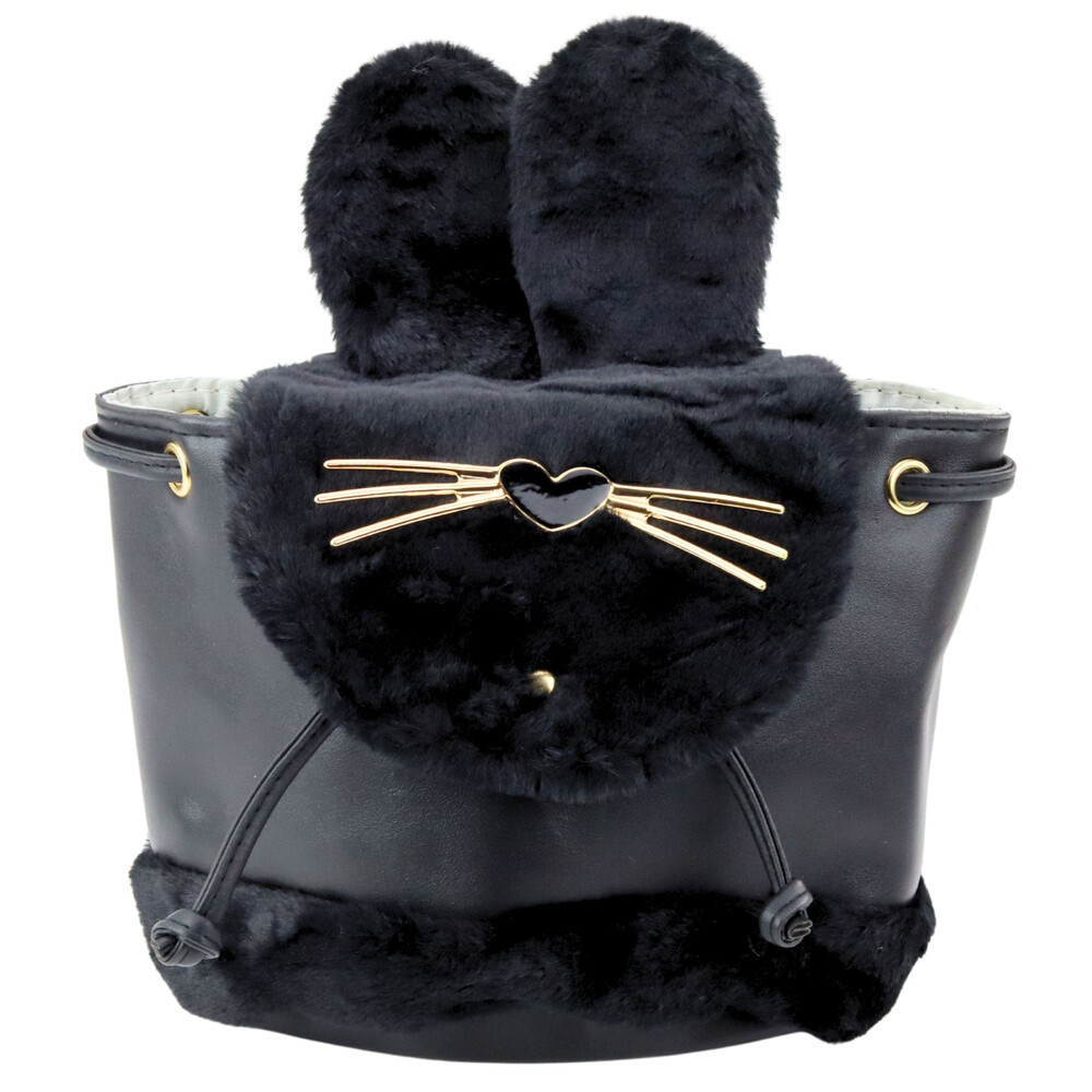 mamido Dětský batoh s plyšovýma ušima 22cm 4L černý