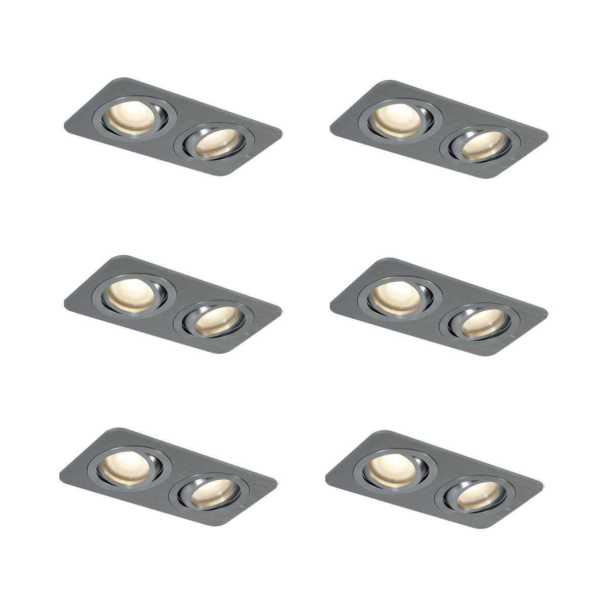 Sada 6 kulatých zapuštěných bodových svítidel Gunmetal GU10 50mm nastavitelná IP44 2-světla - Alberto