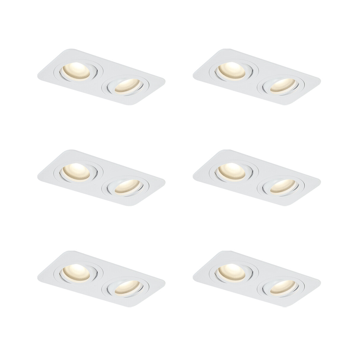 Sada 6 kulatých zapuštěných bodových svítidel bílá GU10 50mm otočná a naklápěcí IP44 2-světelná - Alberto