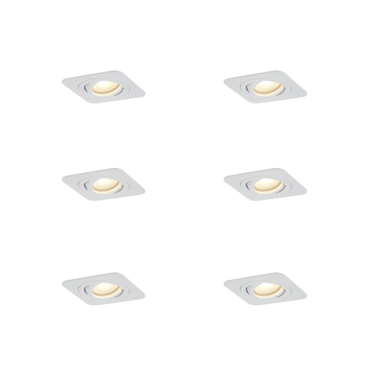 Sada 6 kulatých zapuštěných bodových svítidel bílá GU10 50mm otočná a naklápěcí IP44 - Alberto