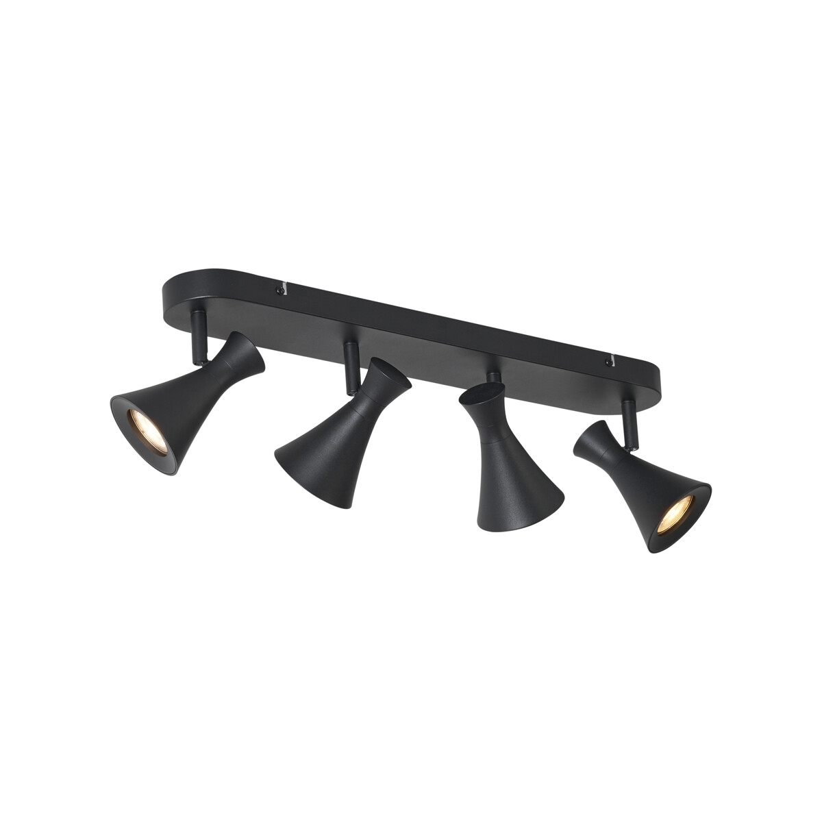 Moderní stropní bodové svítidlo černé 4-světelné otočné a sklopné - Triangle