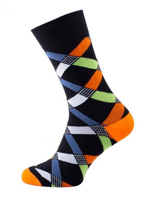 Pánske farebné ponožky so vzorom Cardinale čierne veľ. 39-41
