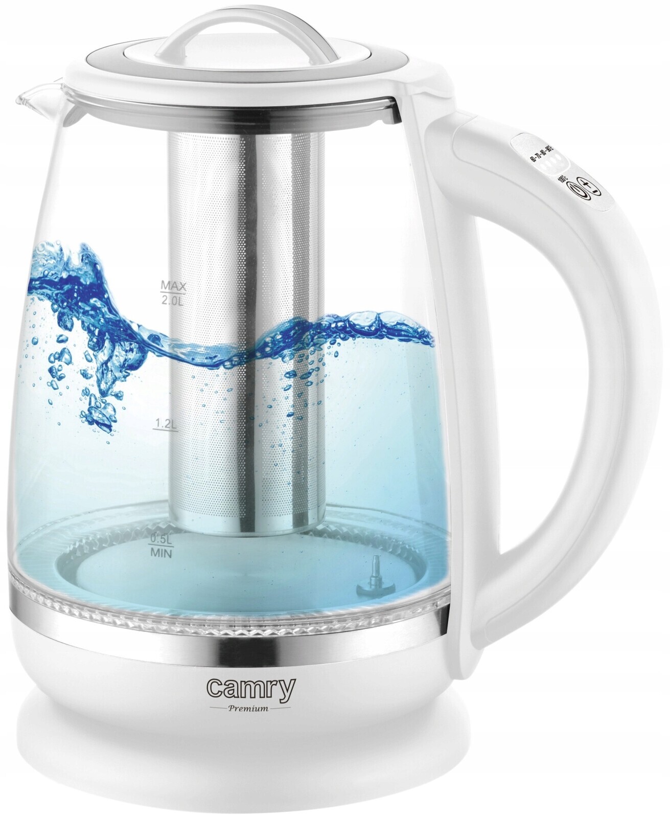 Elektrická konvice bezdrátová skleněná 2L 2200W regulace teploty