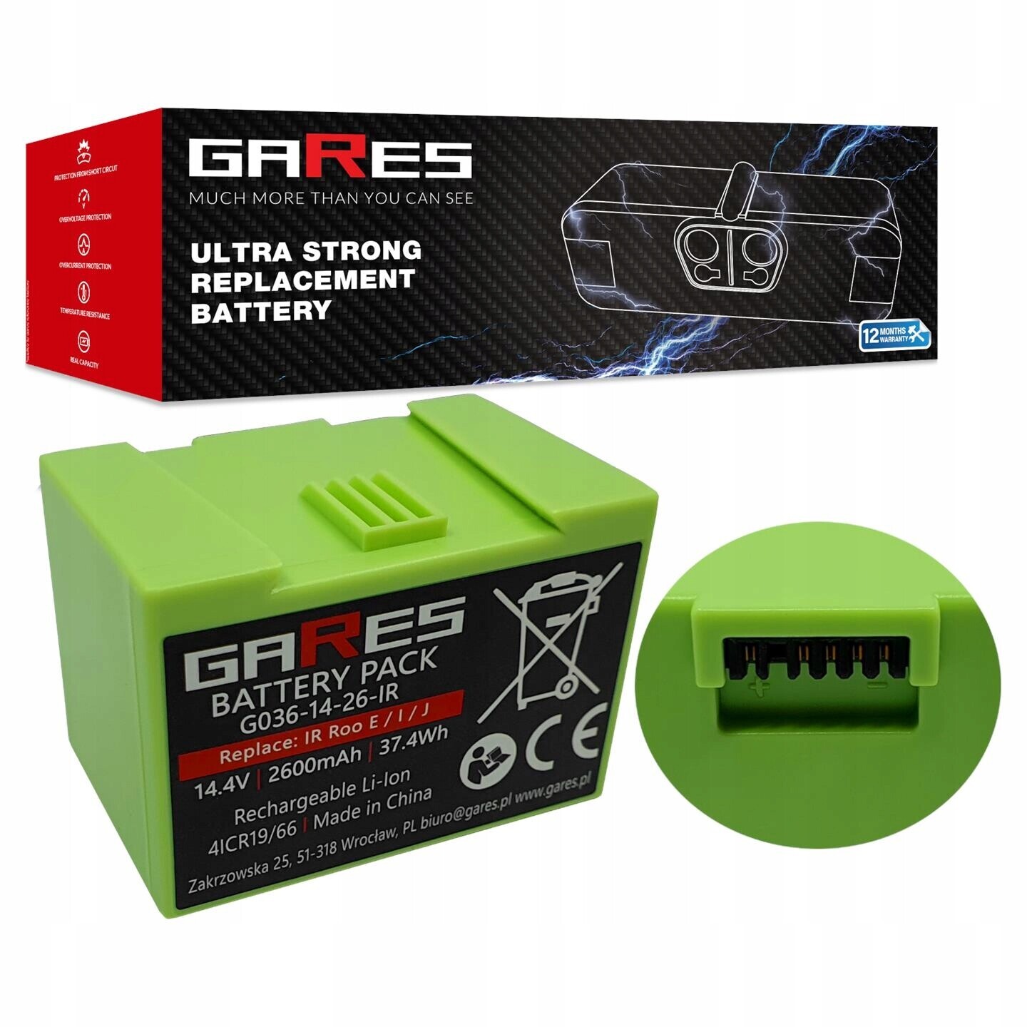 Akumulátor Gares pro iRobot Roomba i7 i7+ i3 i3+ i4 i4+ 4624864 14,4V 2,6Ah
