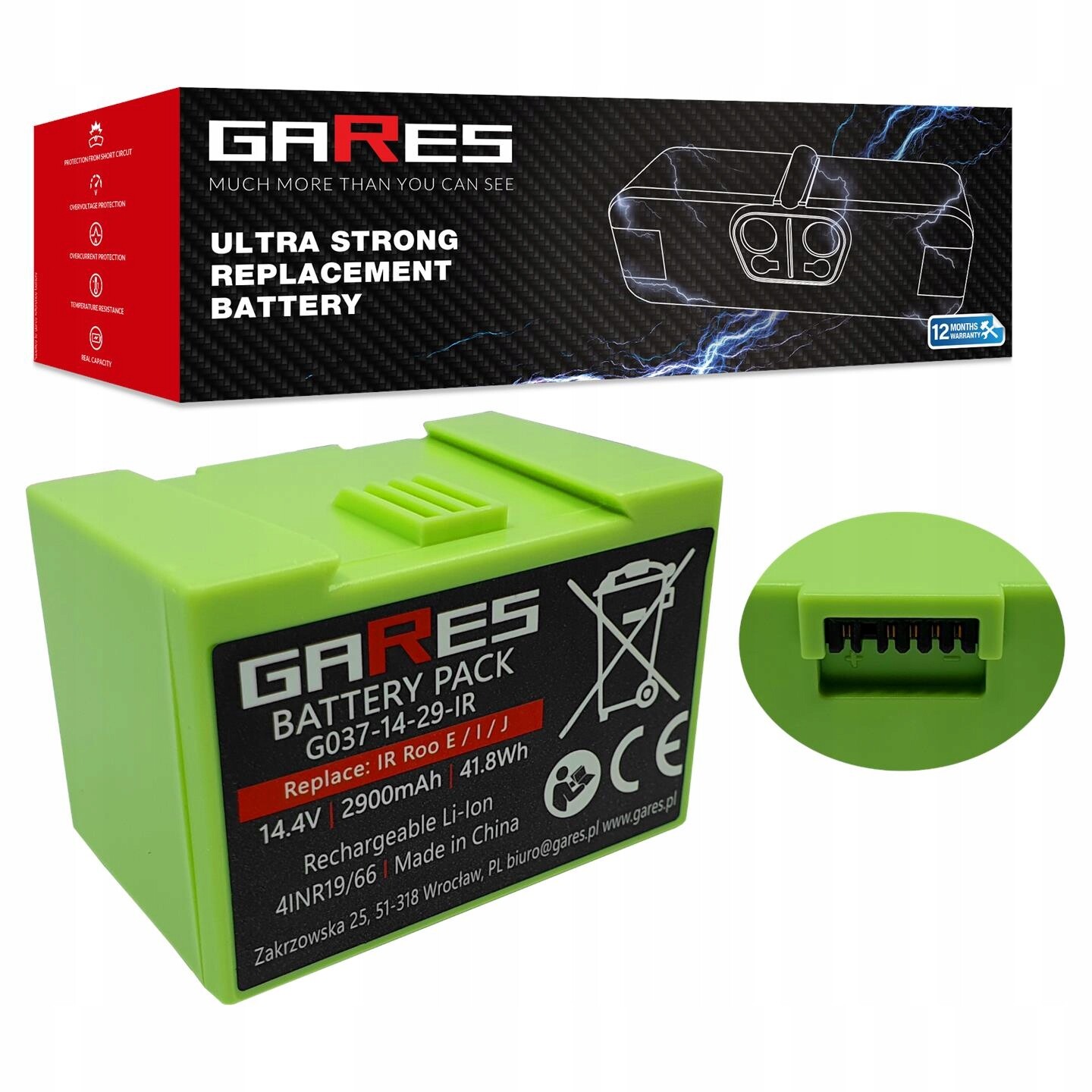 Akumulátor Gares pro iRobot Roomba i7 i7+ i3 i3+ i4 i4+ 4624864 14,4V 2,9Ah