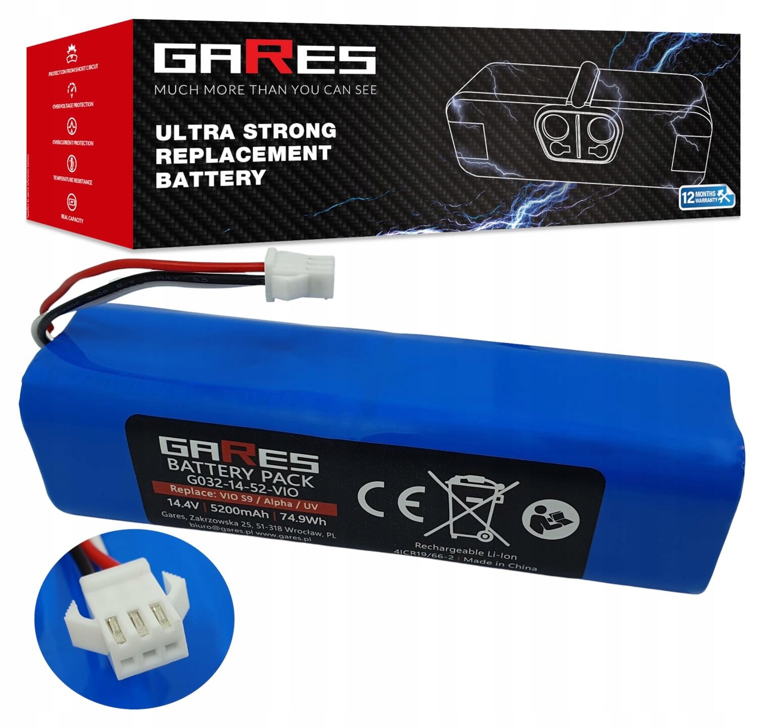 Akumulátor Gares pro Viomi S9, Alpha, Uv 14,4V 5,2Ah