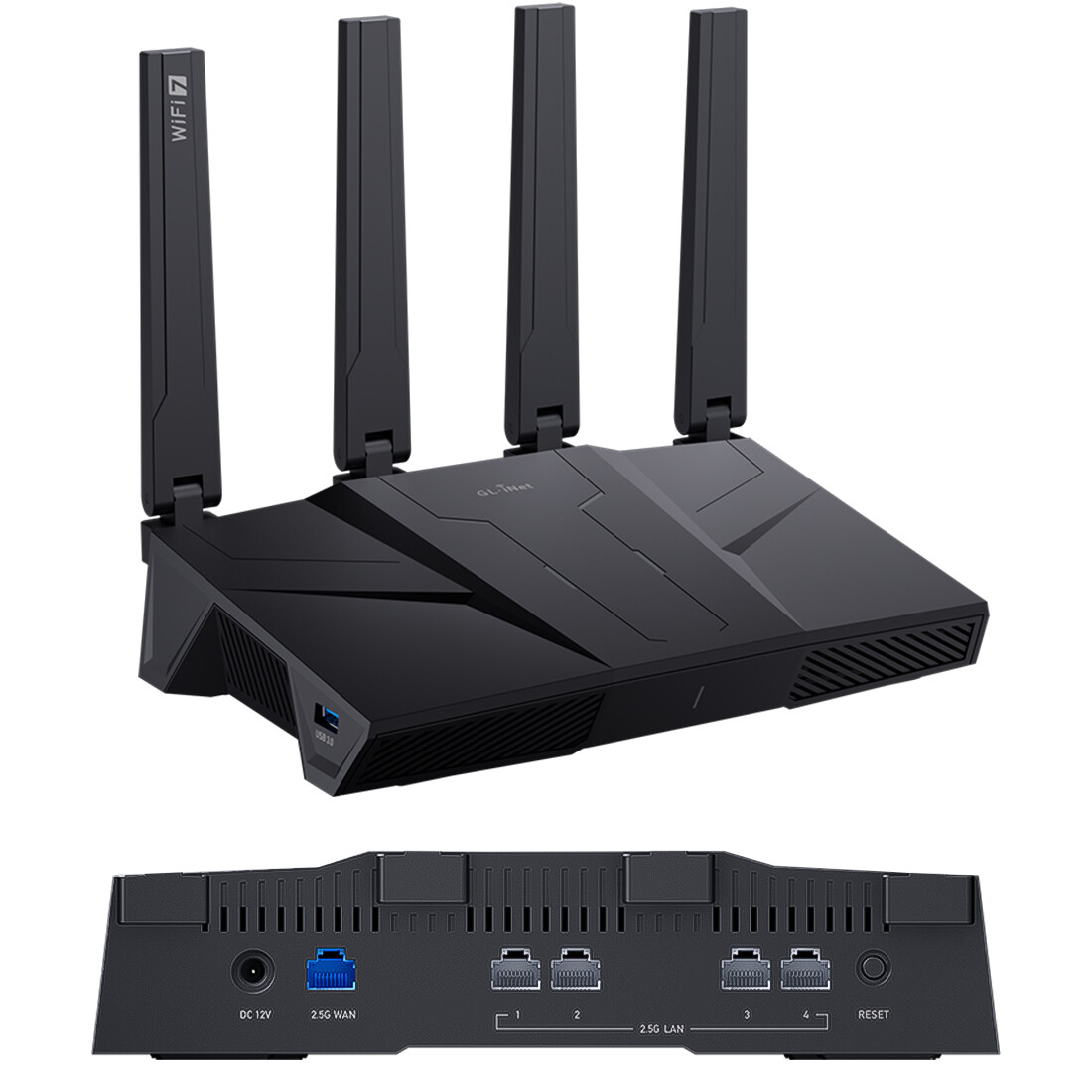 WiFi router 7 802.11be Lan 2.5G Ethernet GL.iNet Flint 3 Vpn WireGuard