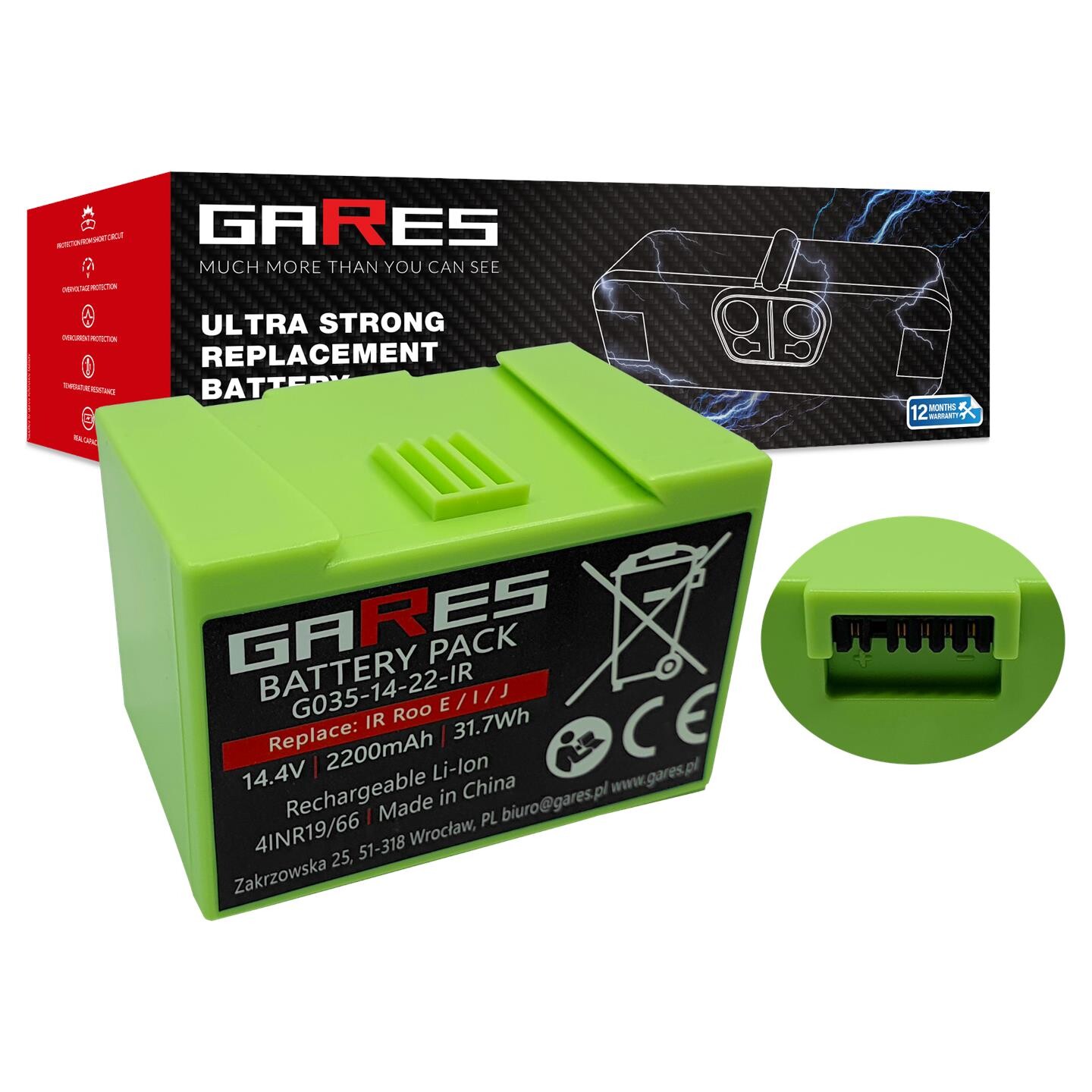 Akumulátor Gares pro iRobot Roomba i7 i7+ i3 i3+ i4 i4+ 4624864 14,4V 2,2Ah