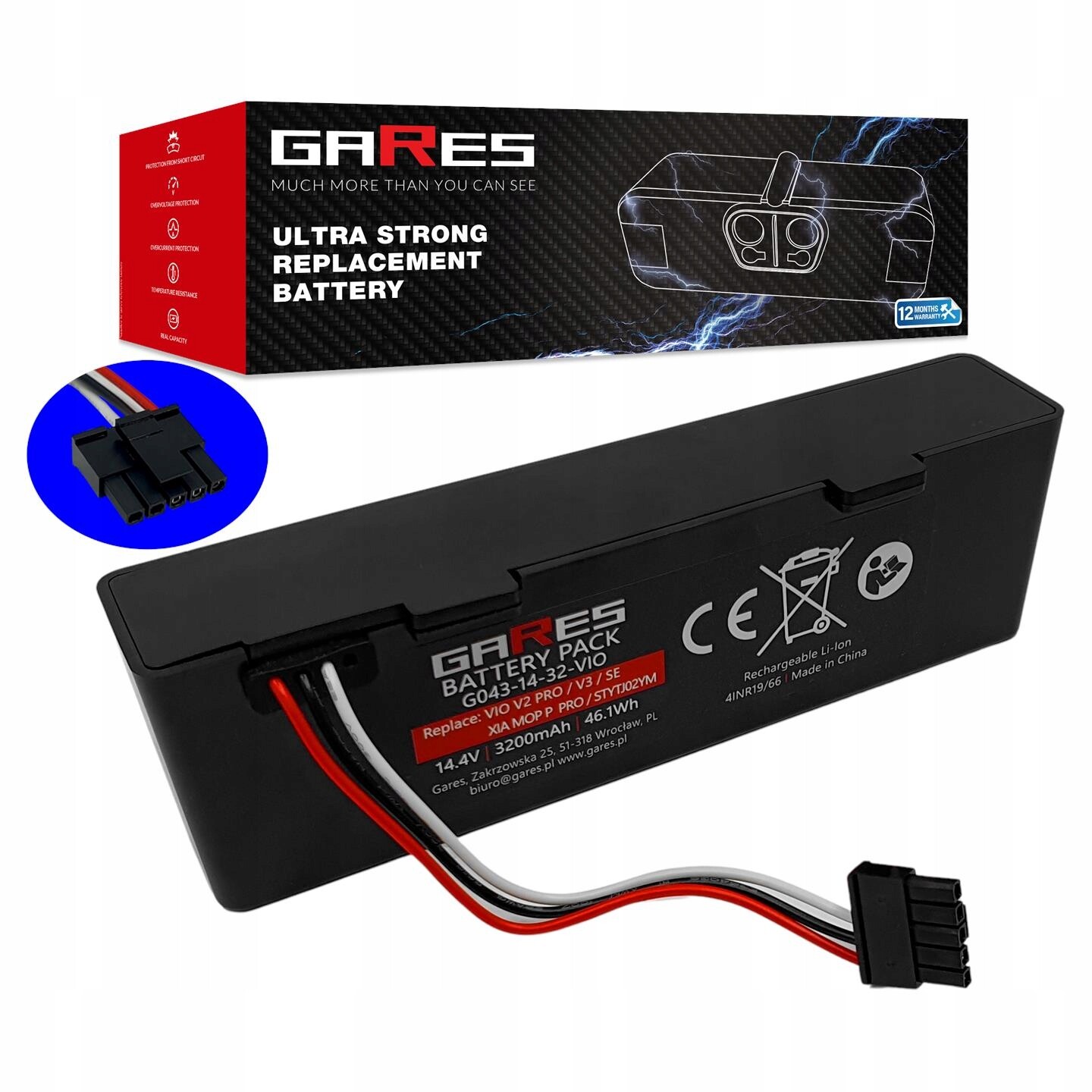 Akumulátor Gares pro Viomi V2 Pro V3 Se STYTJ02YM 14.4 V 3,2 Ah