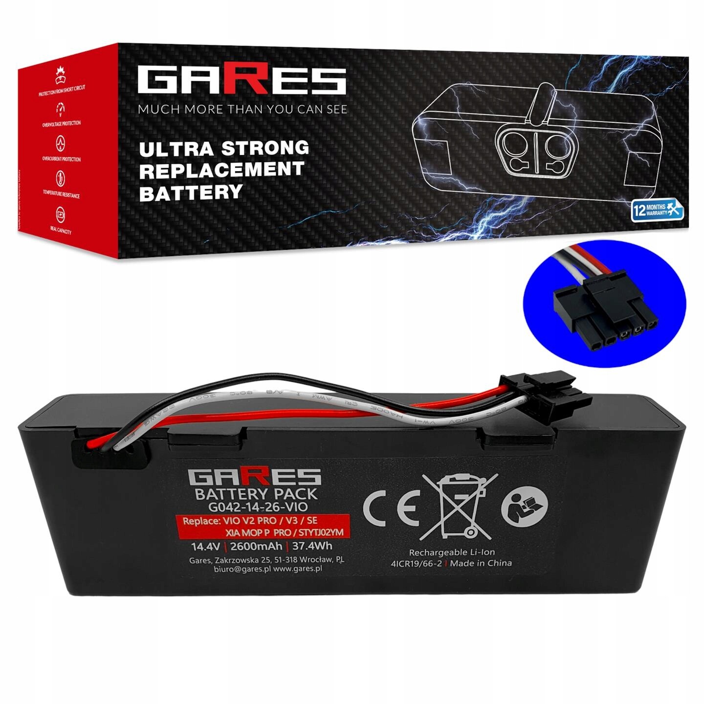 Akumulátor Gares pro Viomi V2 Pro V3 Se STYTJ02YM 14.4V 2,6Ah