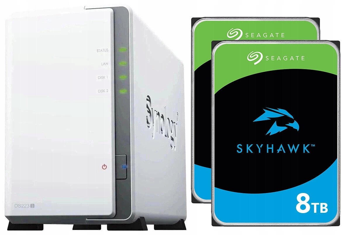 Nas server Synology Diskstation DS223j 16TB (2x8TB) Seagate SkyHawk