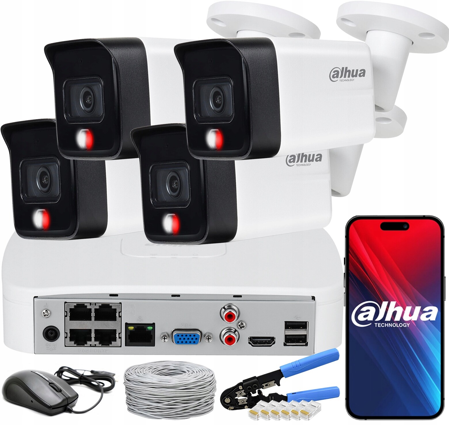 Sada Kamer Dahua 4 Kamery 6MPX Ip Poe Smart Dual Light