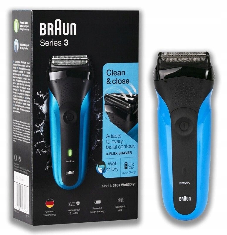 Holicí Strojek Braun Series 3 310s modrý Wet & Dry