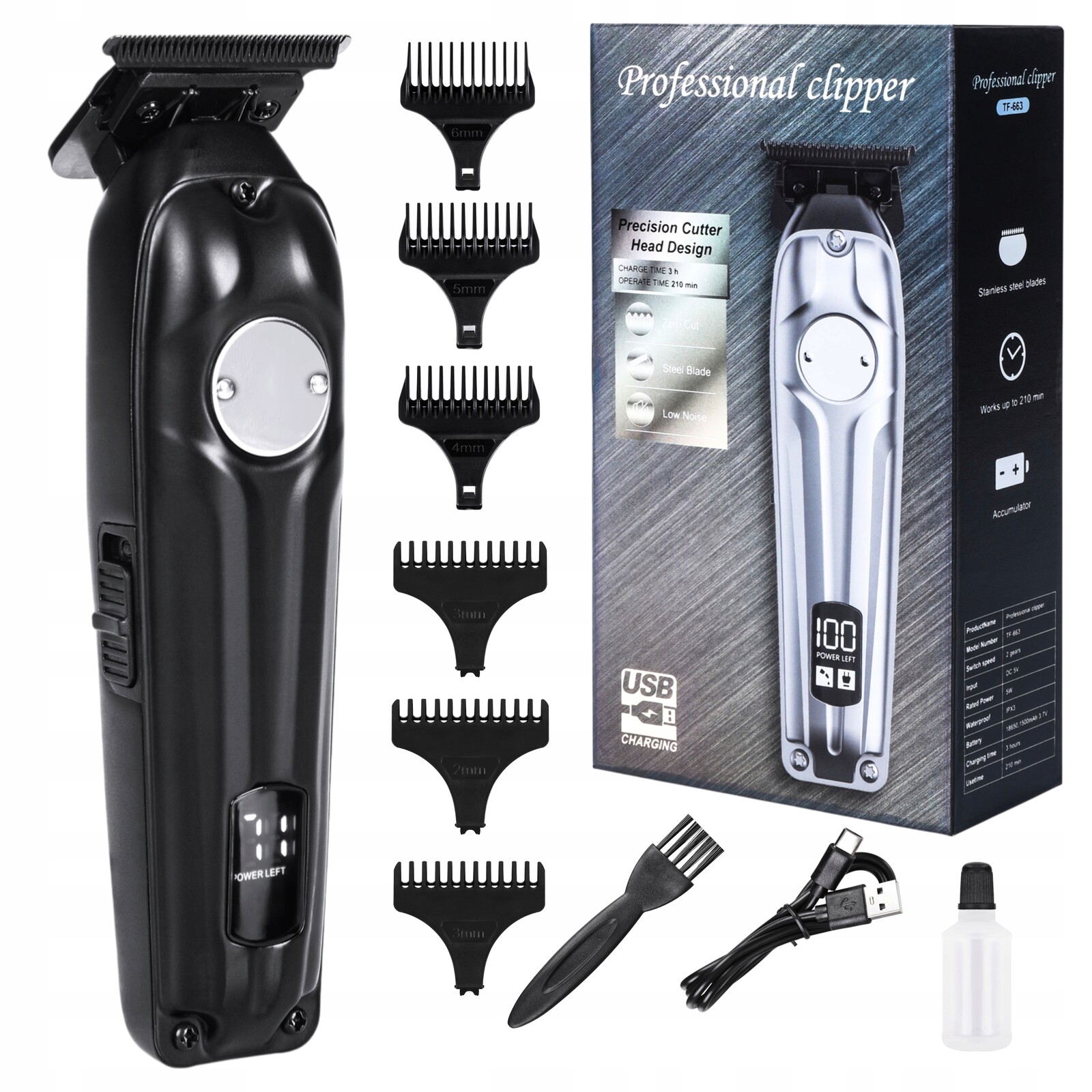 Stříhací Strojek Na Vlasy Zastřihovač Na Vousy Bezdrátový, výkonný