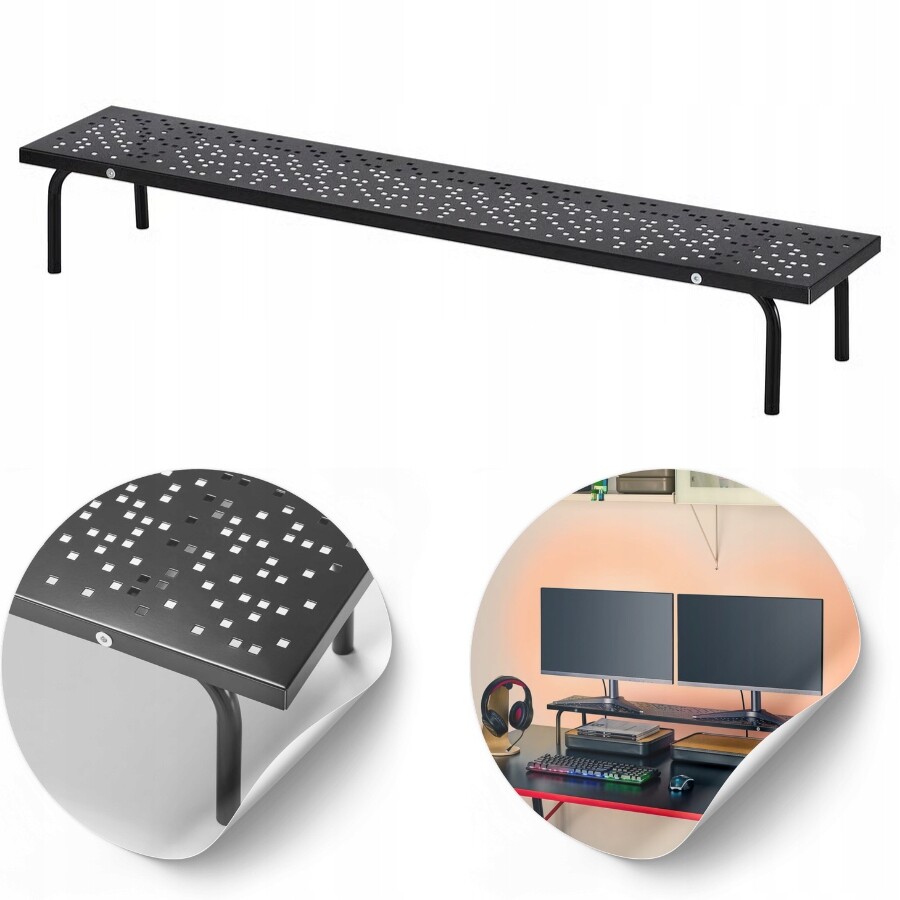 Podstavec pod monitor černý 97x19 cm, herní stůl, ergonomie