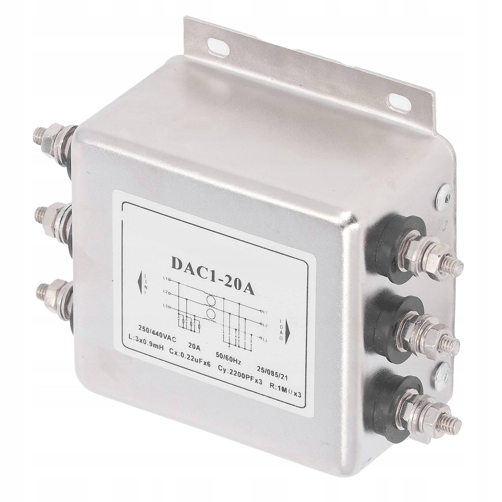 Filtr proti rušení Emi 3-fázový síťový 20A třífázový