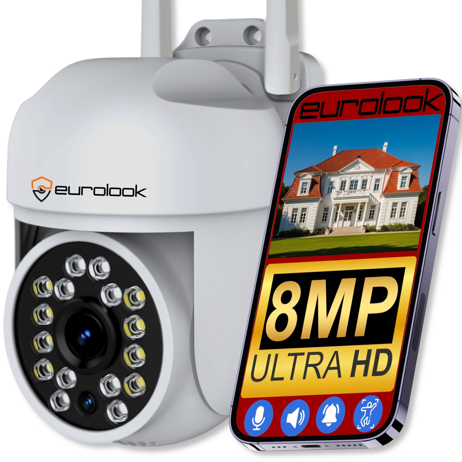 Otočná Venkovní Ip Wifi Kamera 8MPX 4K Ultra Hd Audio Aplikace 4X Zoom