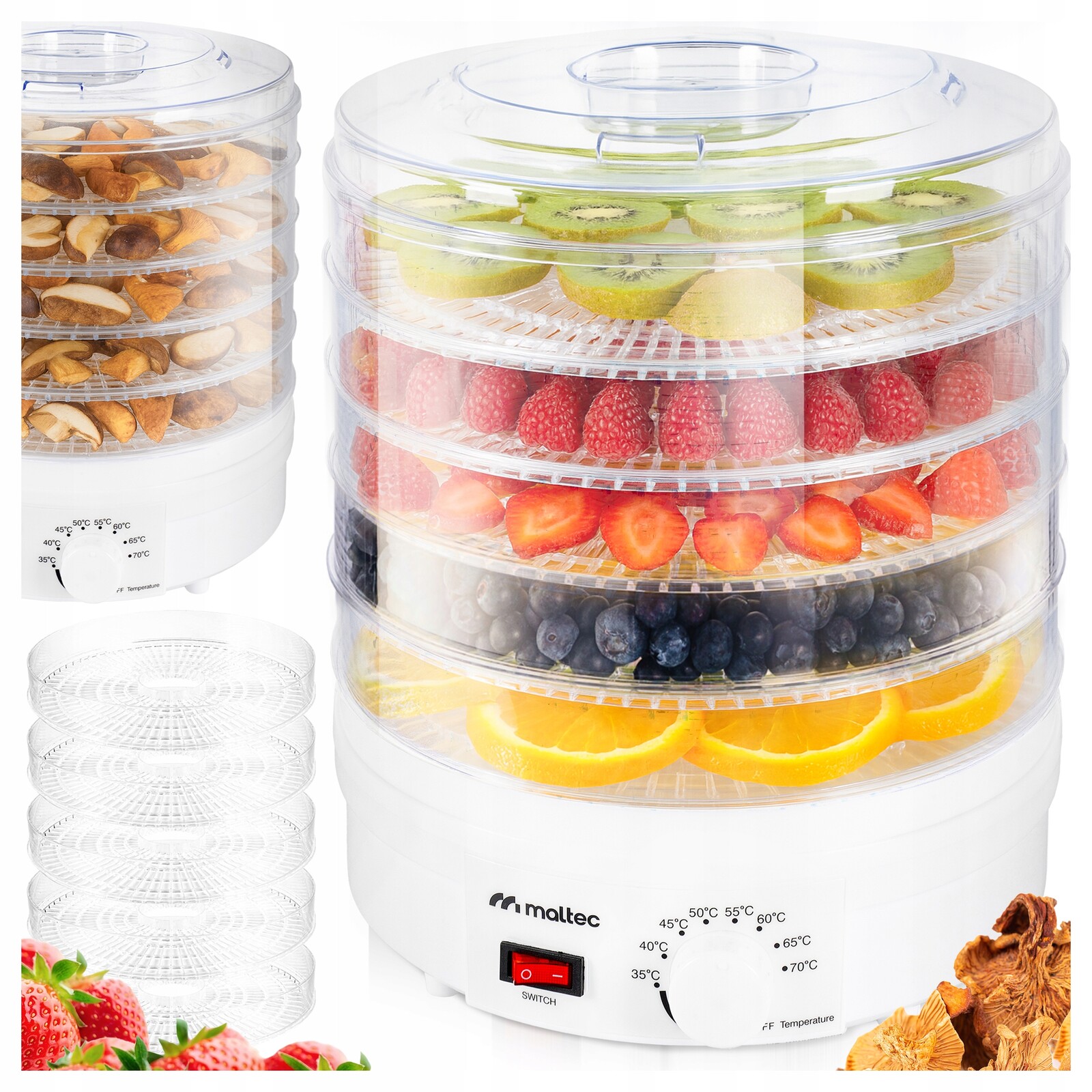 Sušička Hub Ovoce Zeleniny Potravinářských Bylin 500W Velká 5 Sít