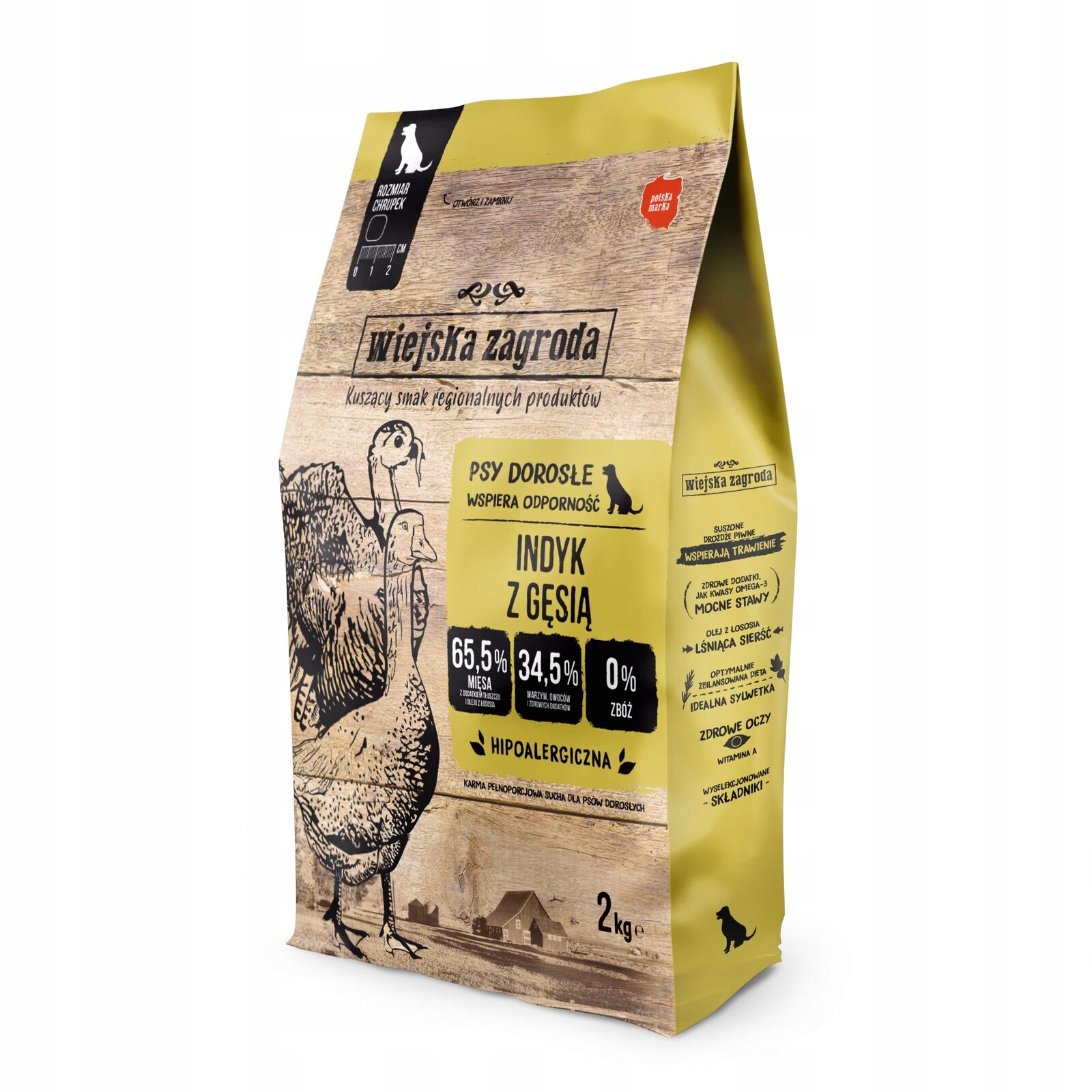 Wiejska Zagroda Suché Krmivo Bez Obilovin Pro Psa Krůta S Husou 2 Kg Křupky M