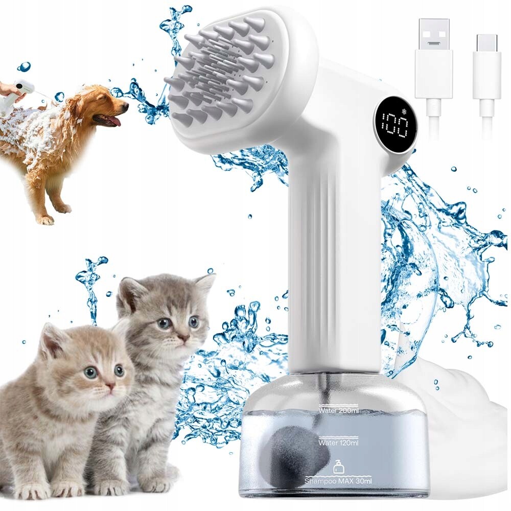 Automatický Pěnovač Do Koupele Psa S Led Displejem A Masážním Kartáčem