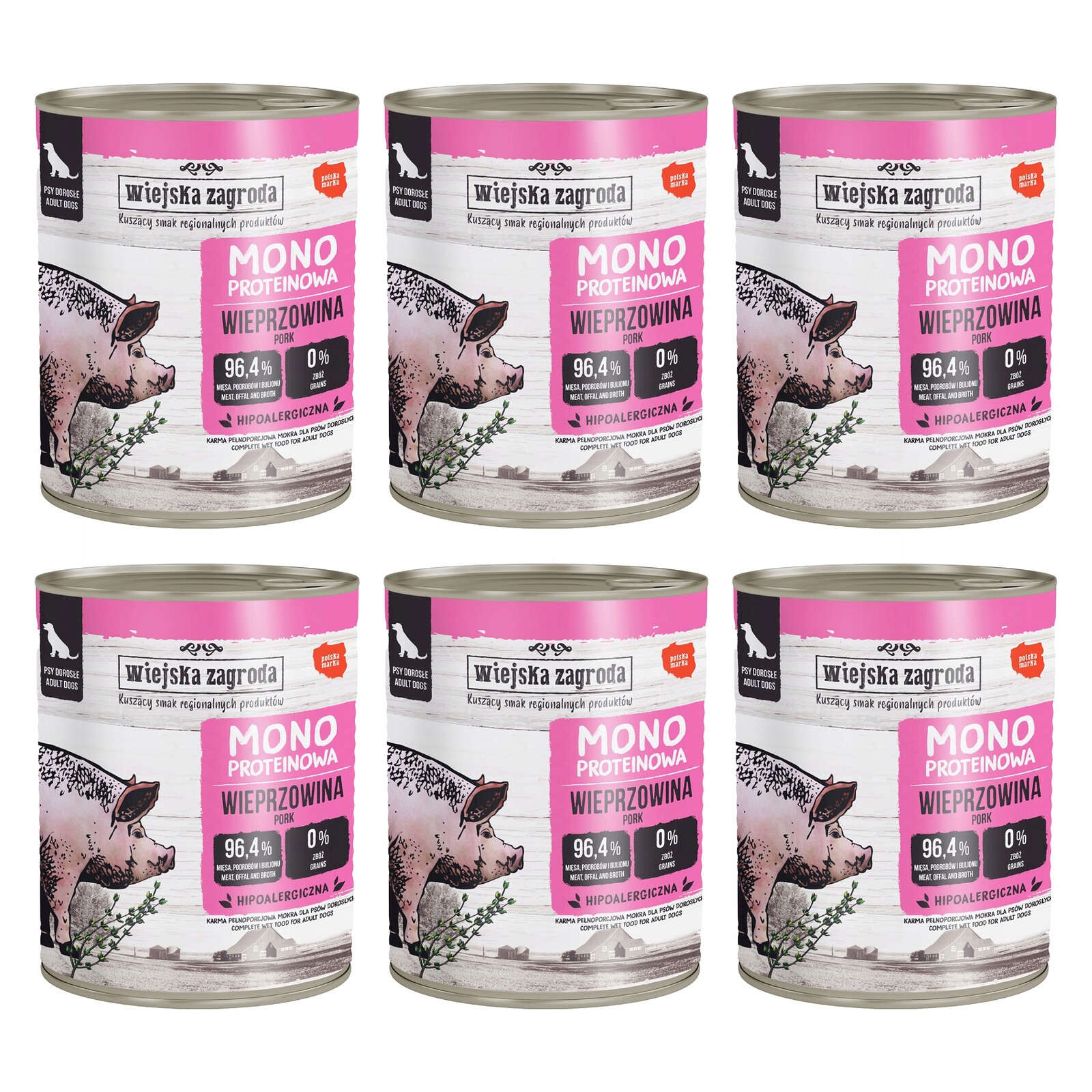 Wiejska Zagroda Monoproteinová vepřová sada 6x800 g pro psa