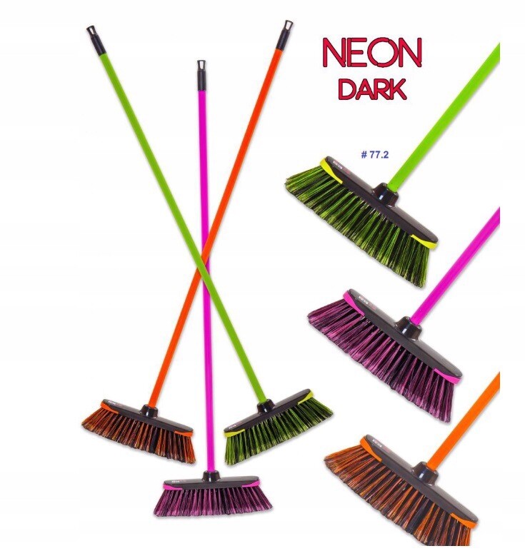 Metla Tyč Smetáček Kartáč Metla Na Zametání Neon Tmavý