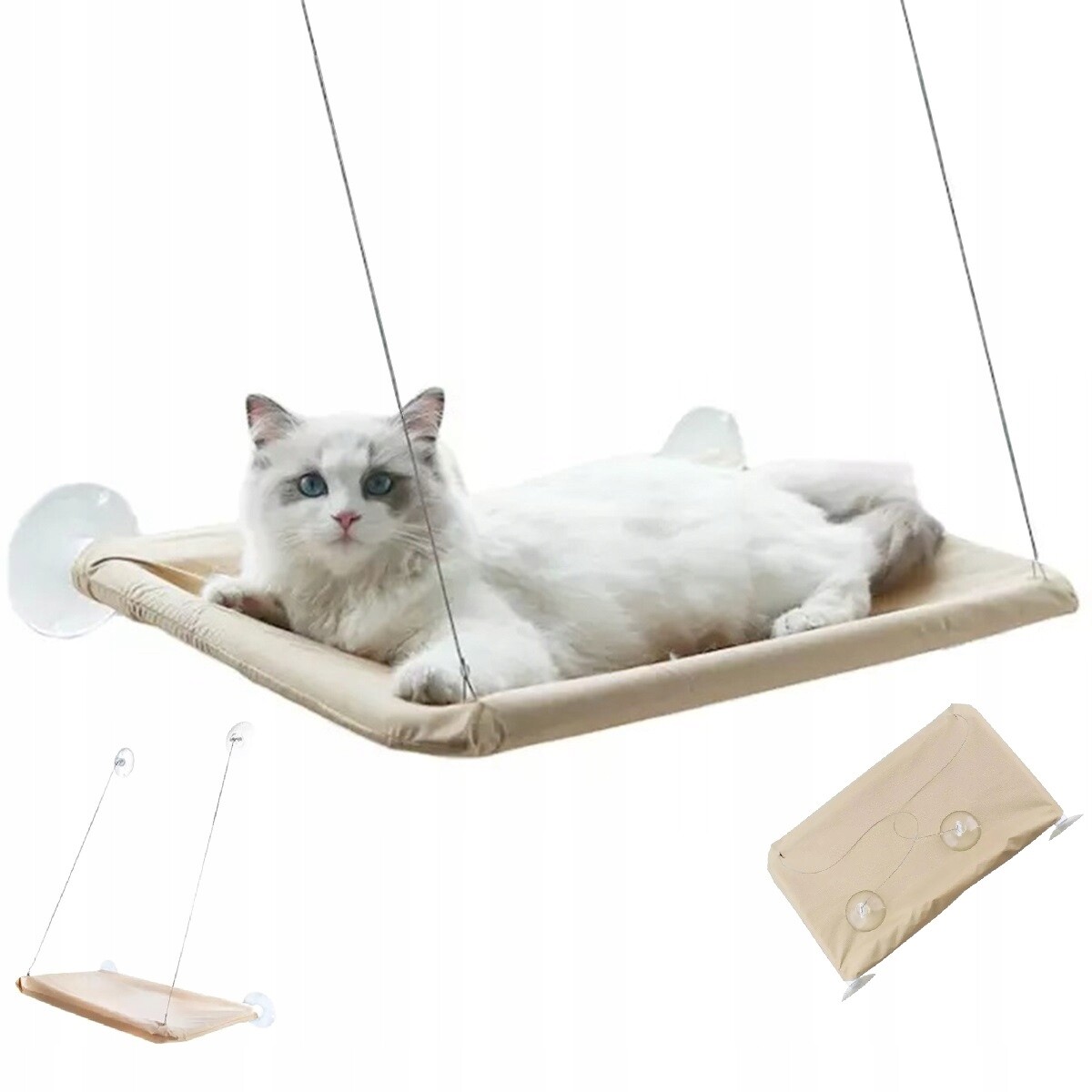 Pelíšek Houpací Síť Pro Kočky Závěsné Lůžko Na Přísavky Sklo 55x35 ZW16