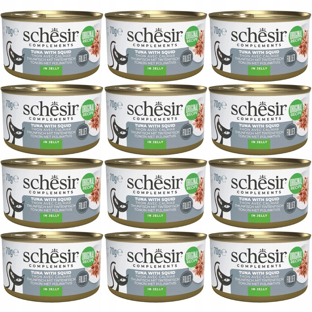 Mokré krmivo pro kočky Schesir Oceanic Ad s tuňákem a kalamáry 12x70 g