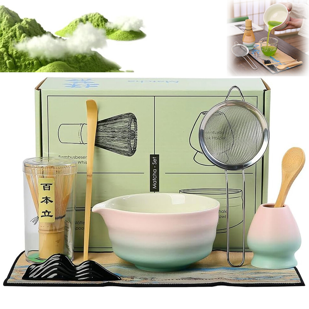 Bambusová Dárková Sada 8 Ks Na Čaj Matchy Chashaku, Šlehací Metla, Lžíce