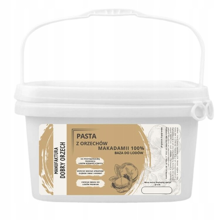 Pasta z makadamových ořechů 100 % – pro výrobu zmrzliny 10 kg Dobry Orzech