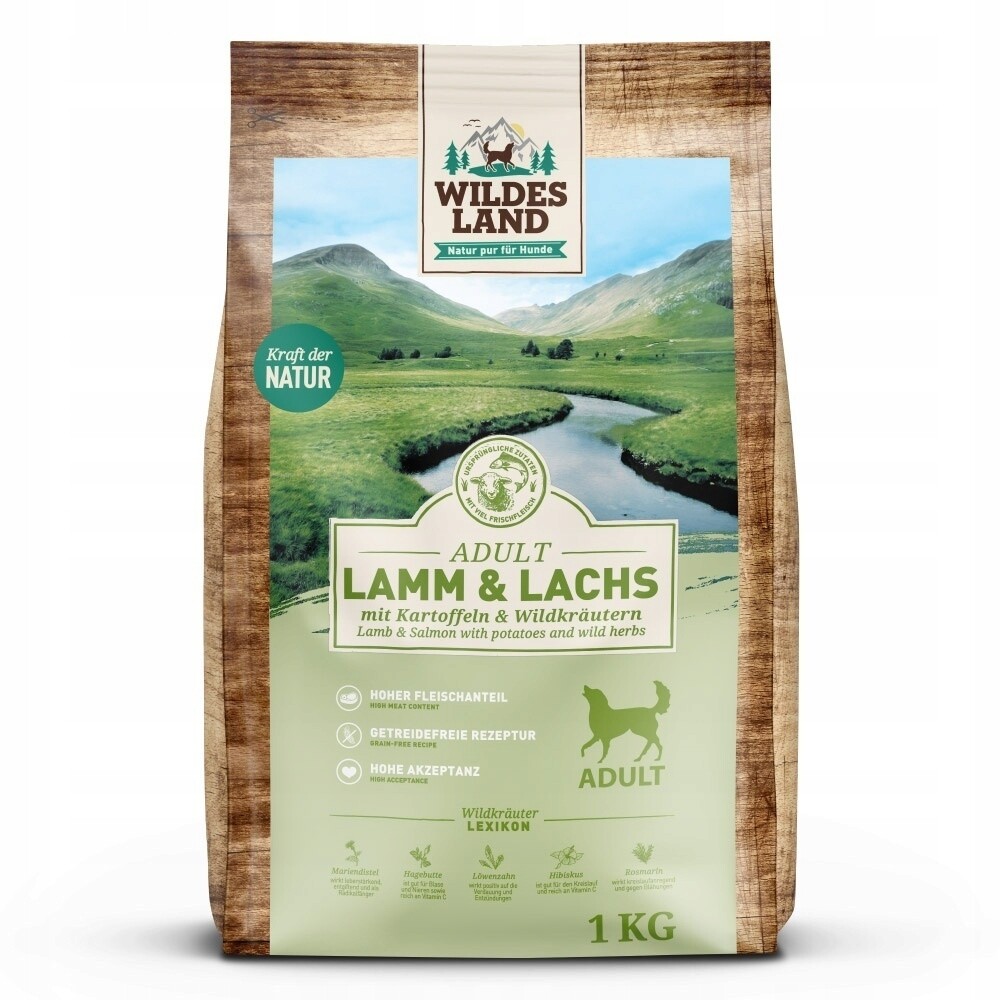 Krmivo suché Wildes Land Dog jehněčí losos brambory bylinky 1 kg